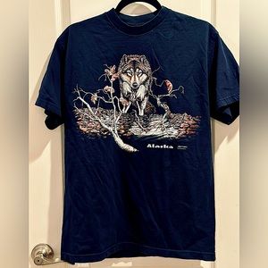 Vintage Mystic Indian Wolf T-Shirt Alaska Gardner Polar Graphics USA Wolves sz M
